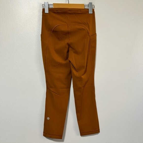 Lululemon Burnt Orange Reflective Crop Leggings - Size 4 - Picture 7 of 12